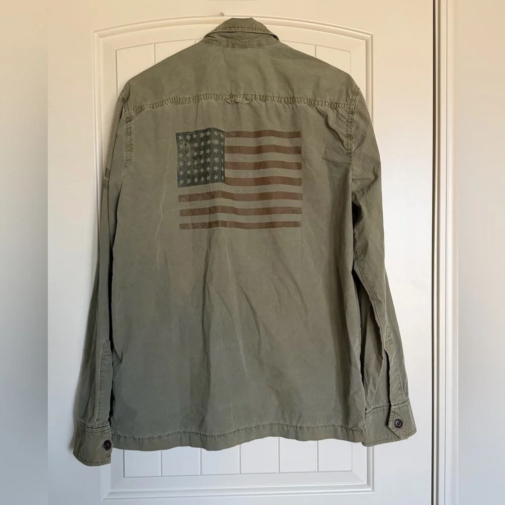 Lucky Brand & Co Type L-54C Jacket Olive Green American Flag Military